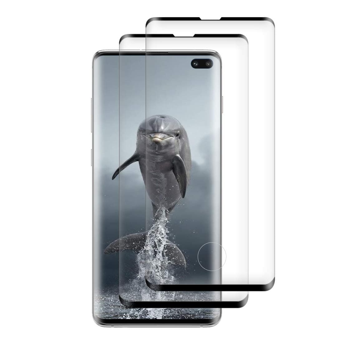 XSWO Screen Protector Compatible with Galaxy S10 Plus/S10+, Tempered Glass [3D Curved][Full-coverage][High Sensitivity][9H Hardness][Anti-fingerprints][Anti-bubbles] for S10 Plus/S10+[2 Pack]