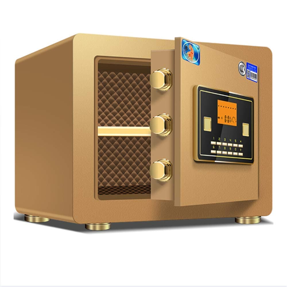 GLDMT 0.78 Cubic Feet Digital Security Safe, Large Lock Box with LED Display, Solid Steel Construction with Deadbolt Lock Wall-Anchoring Design for Home Hotel Gun Medication,Gold