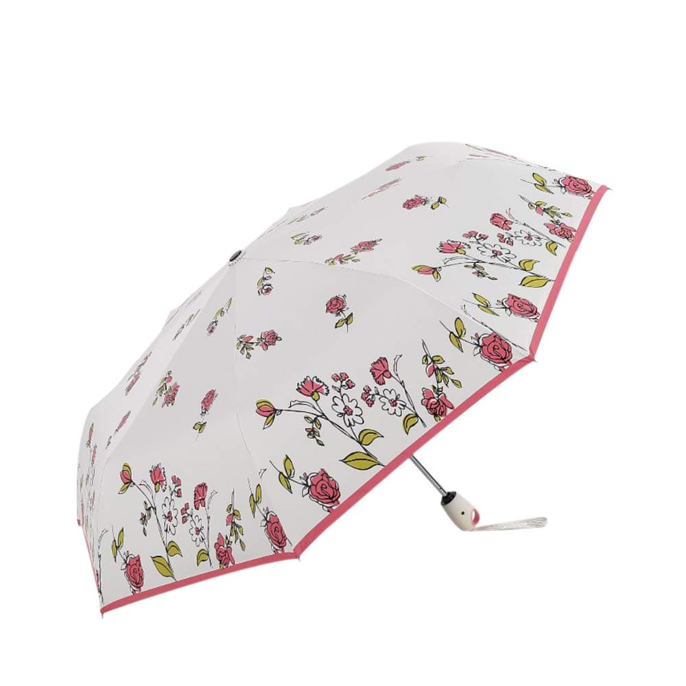 Automatic Folding Umbrella Rose Flower-Give You a Wave of Sweet Dating (Rose Flower Beige), Red,