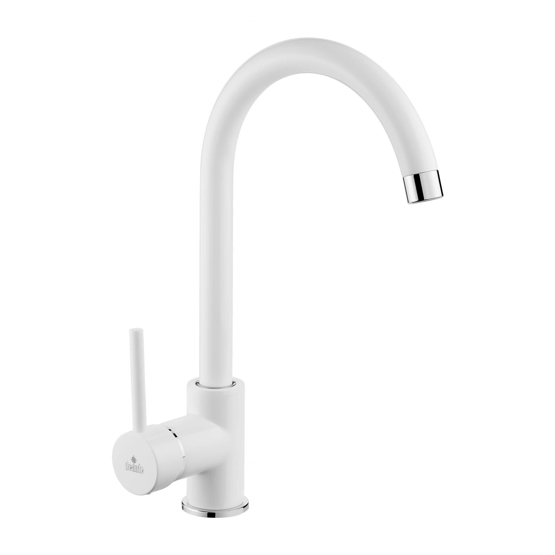Deante Chromed Kitchen Sink tap with Fixed spout Milin BEU W62M, White