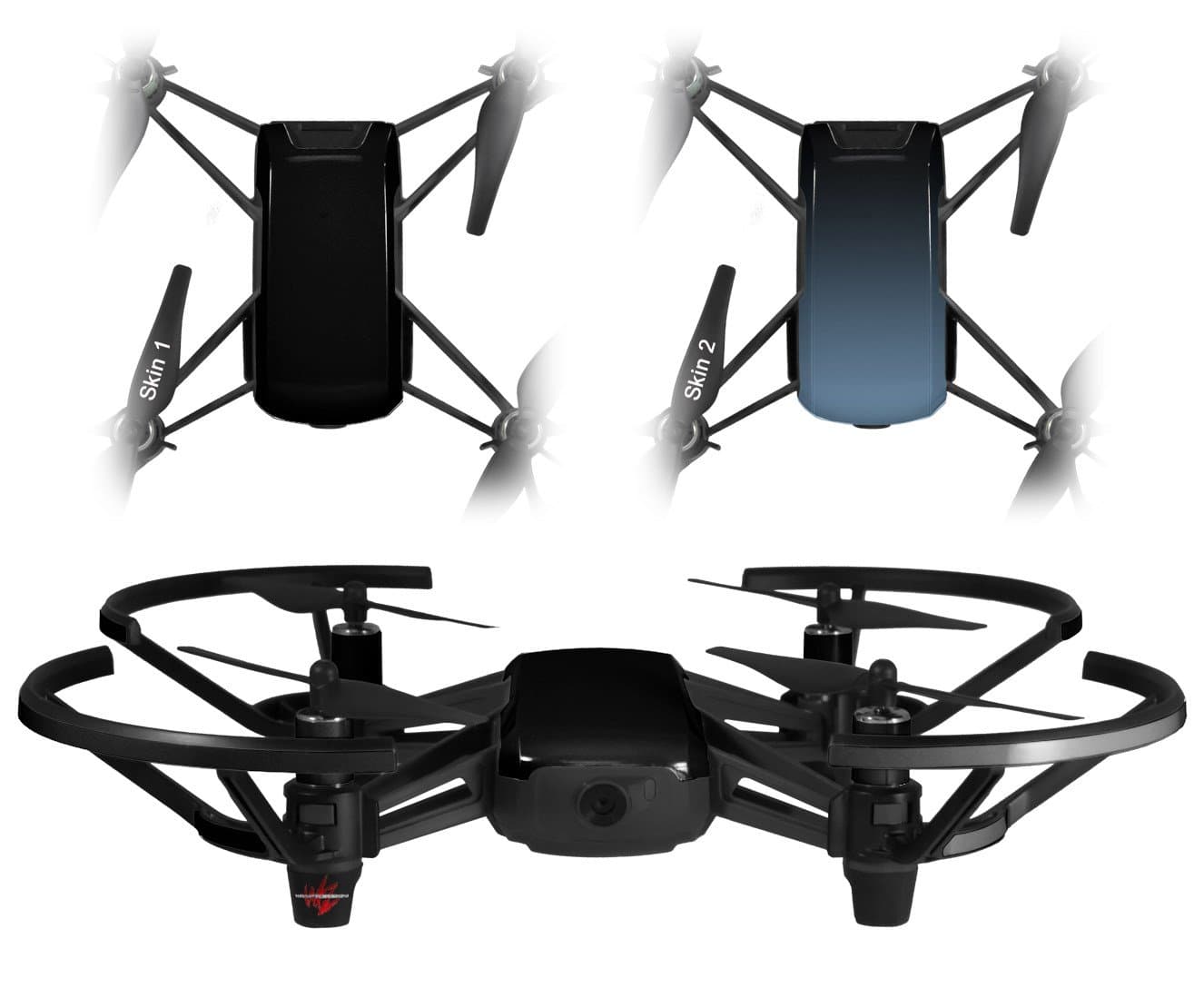 Skin Decal Wrap 2 Pack for DJI Ryze Tello Drone Solids Collection Color Black Drone NOT Included