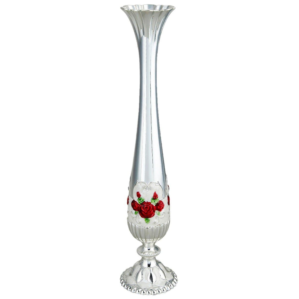 mookaitedecor 10" Single Stem Vase for Flower,Modern Decorative Tall Metal Floral Vase for Home Table Decoration,Silver Plated
