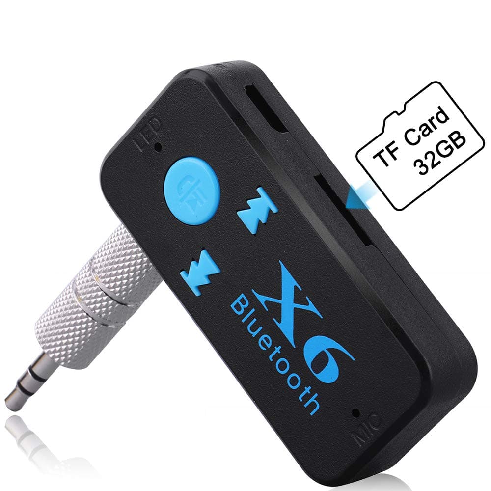 Bluetooth Receiver,Areson Portable Bluetooth 4.1 Car Aux Adapter Receiver Supports TF Card&Hands-Free Calling Wireless Car Kits 3.5mm Music Adapter for Home/Car Audio Stereo System