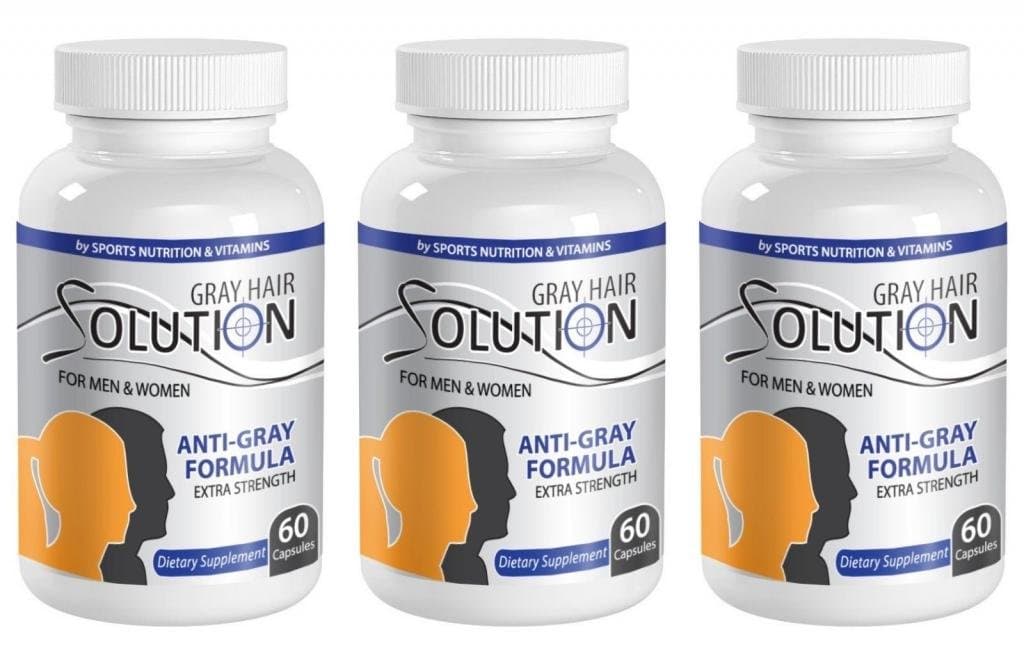 Gray Hair Solution Extra Strength Anti-Gray Formula for Man & Women (3 Bottles)