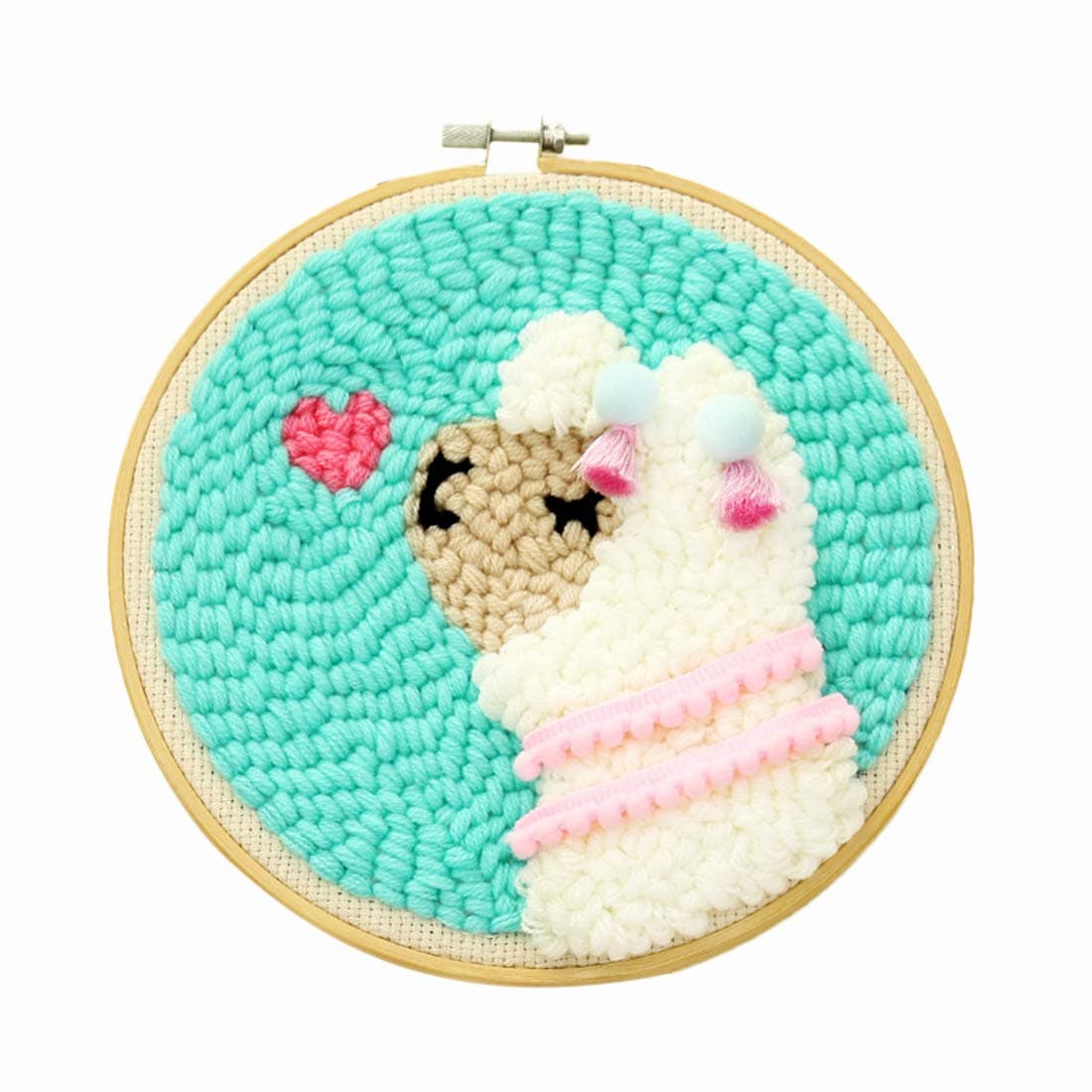 Haoun Rug Hooking Kit, DIY Handcraft Punch Needle Starter Kit Latch Hook Kit Woolen Embroidery Kit with Tools and Frame,Craft Gift Wall Home Decor - Lamb