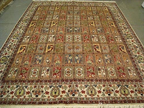 Rare Bakhtiari Pestal Flower All Over Rectangle Area Rug Wool Silk Hand Knotted Carpet (10.7 x 8.3)'