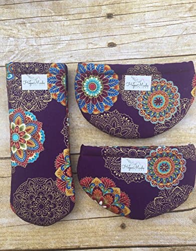 Cookware Oven Hot Pad and Pot Handle Holder in Purple Gold Medalion