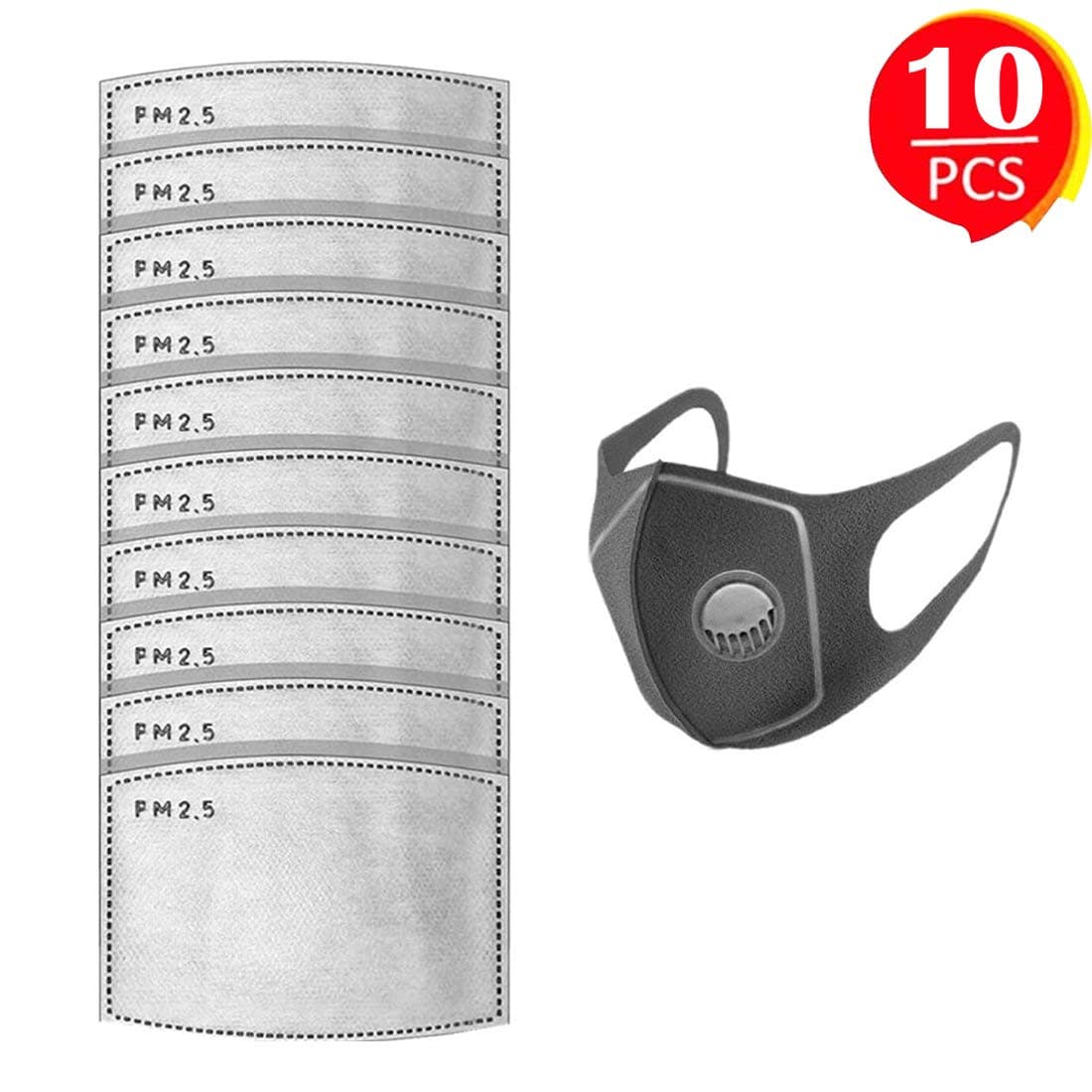 PM2.5 Activated Carbon Filter for Breathing Insert Protective Mas-k Anti Pollution Washable Cotton for Adult Outdoor Activities (10pcs)