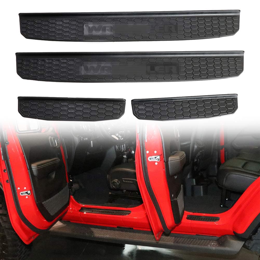 Sukemichi Front and Rear Entry Guards Door Sill Guards Scuff Plate Protectors for Jeep Wrangler JL 4 Door (JL-4 Door)