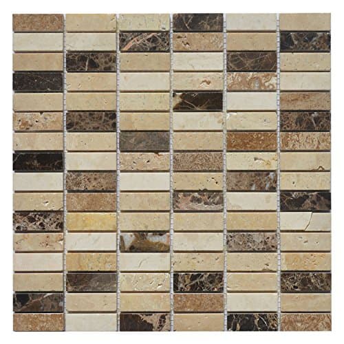 Marble Mosaic Tile, "Nevada Collection", MM 3202 - Rice, 5/8"X2" Brick, 12"X12", Polished (Sample (6"X3"))