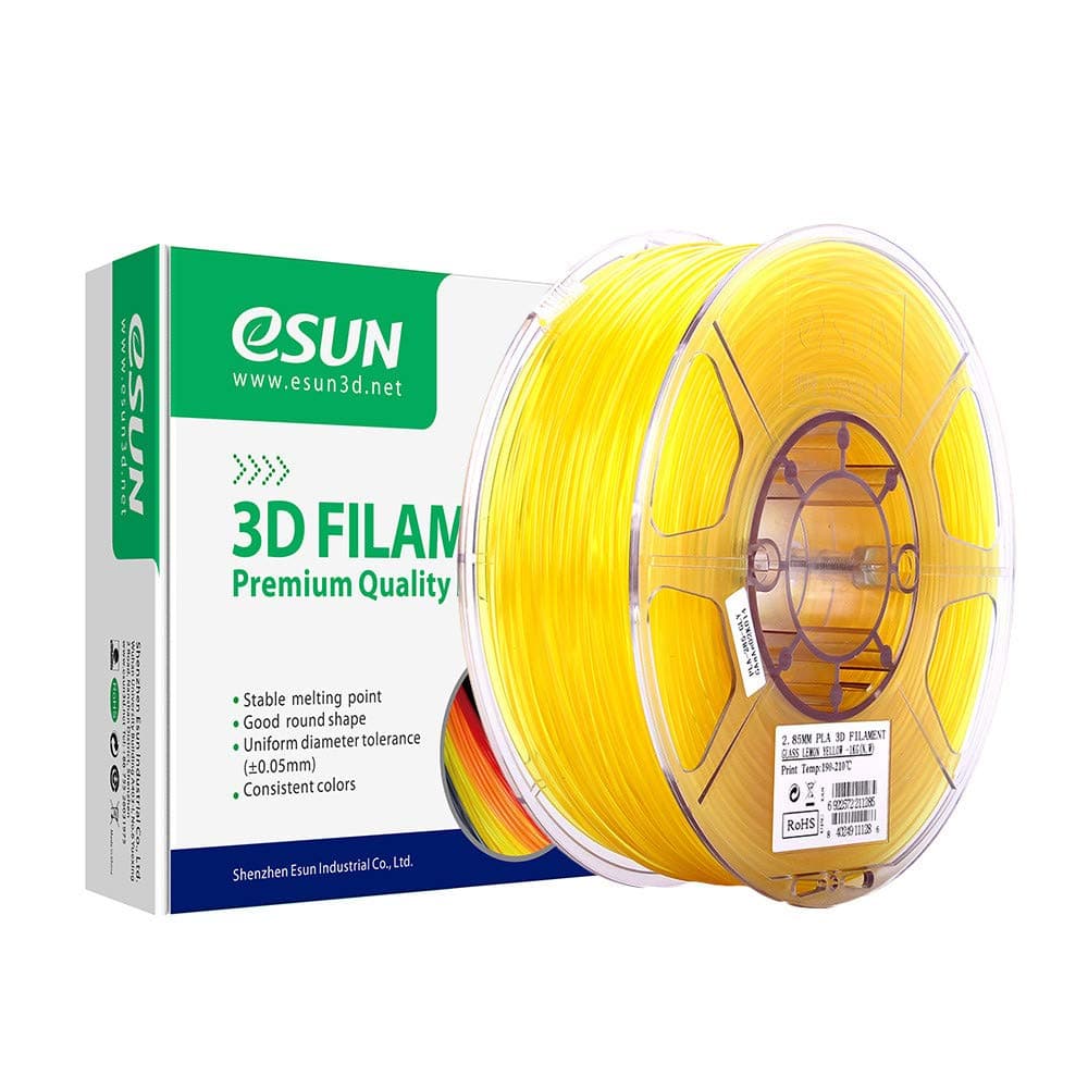 eSUN Transparent PLA Filament 1.75mm, 3D Printer Filament PLA, Dimensional Accuracy +/- 0.05mm, 1KG (2.2 LBS) Spool 3D Printing Filament for 3D Printers and 3D Pens, Transparent Yellow