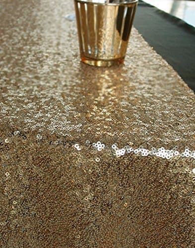 QueenDream Gold Table Runner 14x80 inches Gold Table Runner Wholesale Sequin Runner
