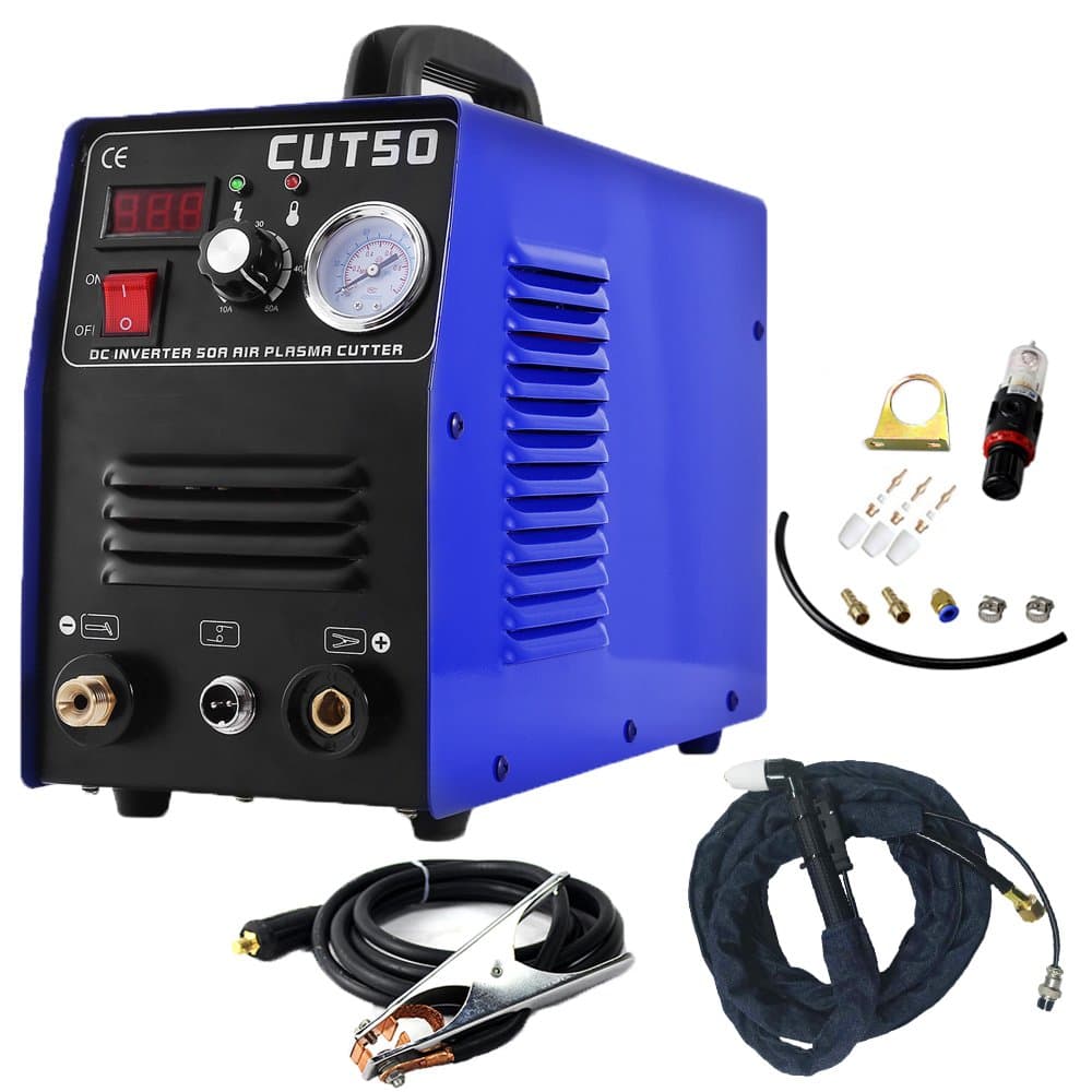 DALISHI Plasma Cutter 50A HF Cutting Machine 1/2" Clean Cut 110V/220V Dual Voltage With Consumables