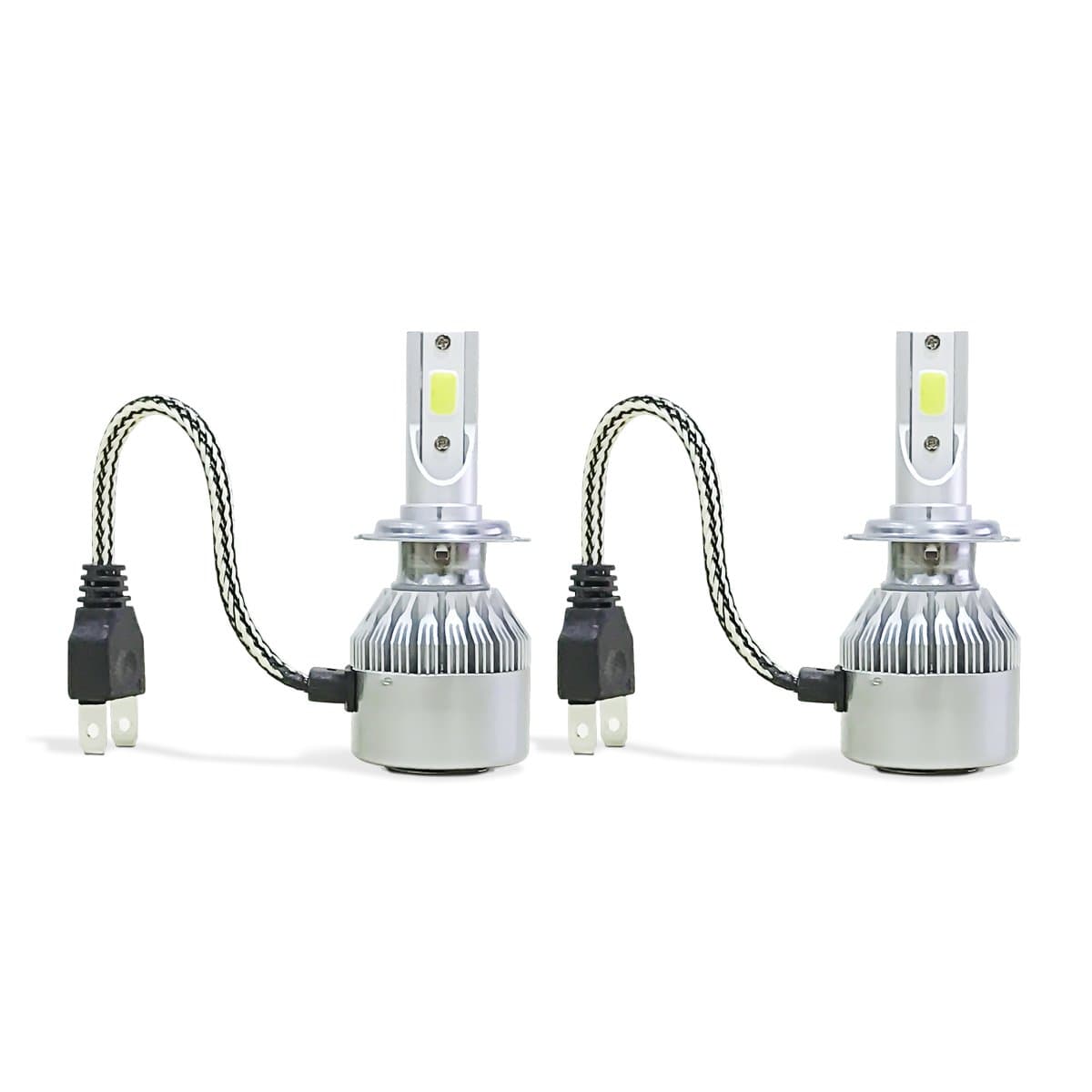 Hugooo 72W H7 High Power Super Bright 6000K LED Headlight Bulbs 9200LM All-in-One Conversion Kit Fog Light for Car Truck Vehicles Lamp Xenon Replacement White-Pack of 2