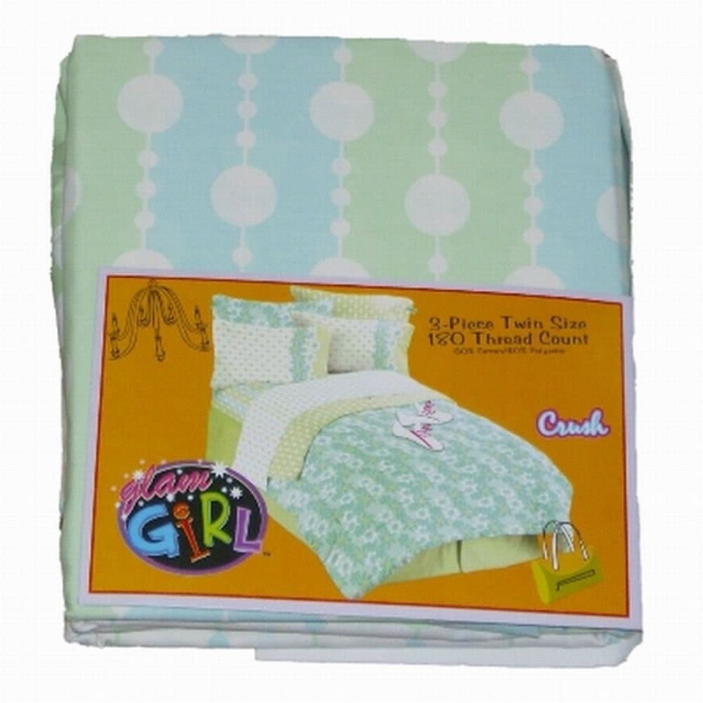 Glam Girl 3 Pc Blue Green Dot Stripe Sheet Set Twin Bed Sheets Bedding
