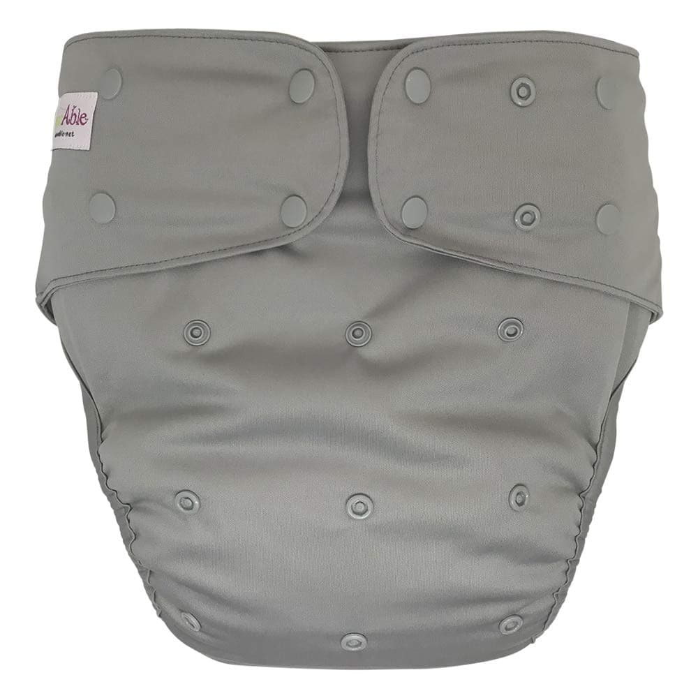 Cloth Diaper Cover - Reusable Special Needs Incontinence Protective Briefs for Big Kids, Teens and Adults (Grey, Extended)