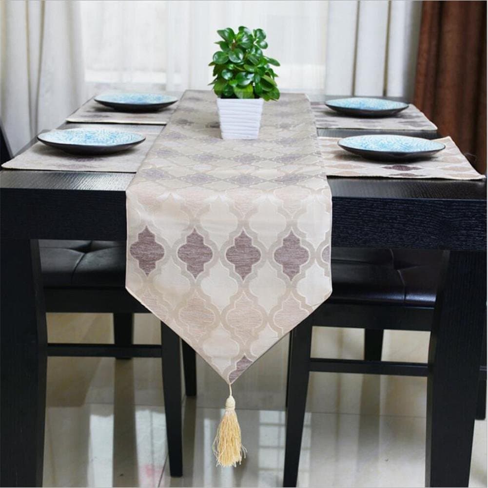 ADDMAT® Table Runner Linen Polyester Lattice section tablecloth European and American style French Japanese-style Chinese style classical piano Restaurant table coffee table Sideboards Bucket cabinet blue creamy-white , B