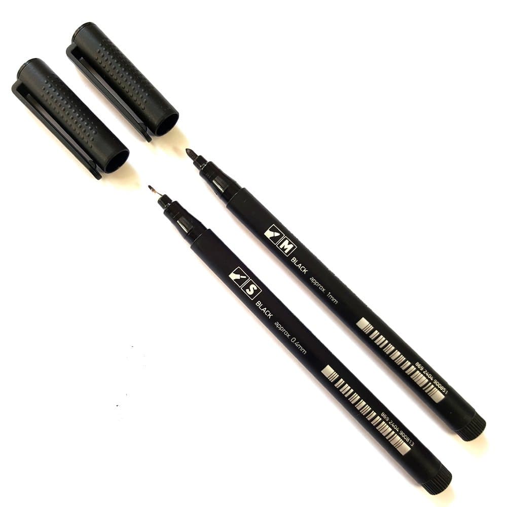 2 Multipurpose Black Marker Pens O.4mm & 1.0mm Tip. Writes on cd dvd glass & more