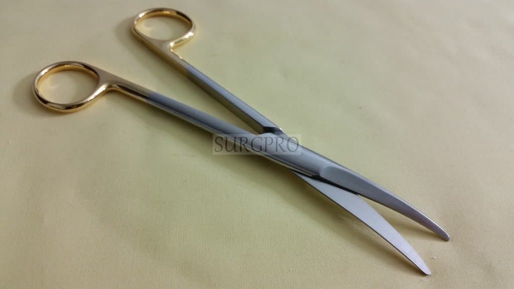 DH BRAND 1 Premium Grade Mayo Scissors Curved 6.5" Tungsten Carbide Gold Handle