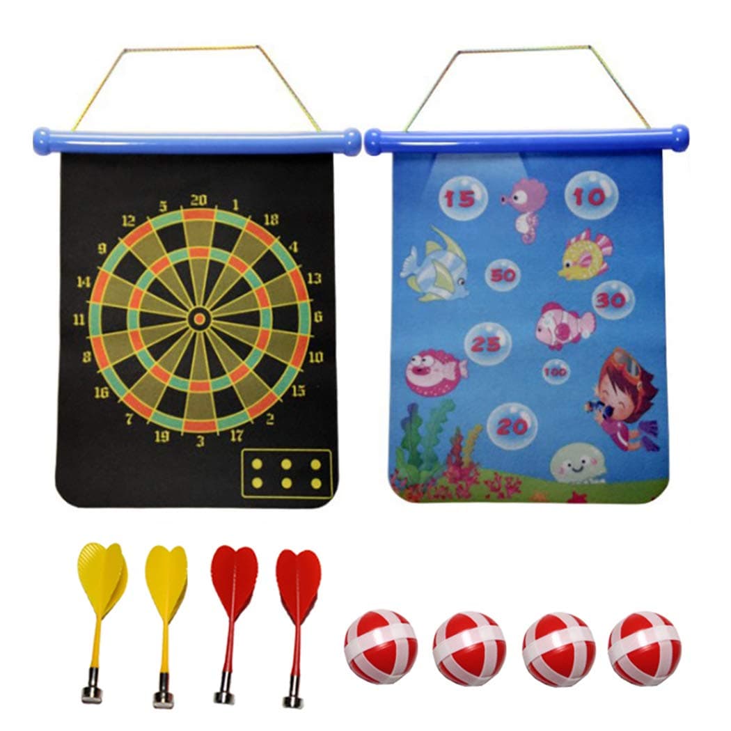 B bangcool Kids Dart Board Interactive Magnetic Double Sided Dart Board with Darts Balls