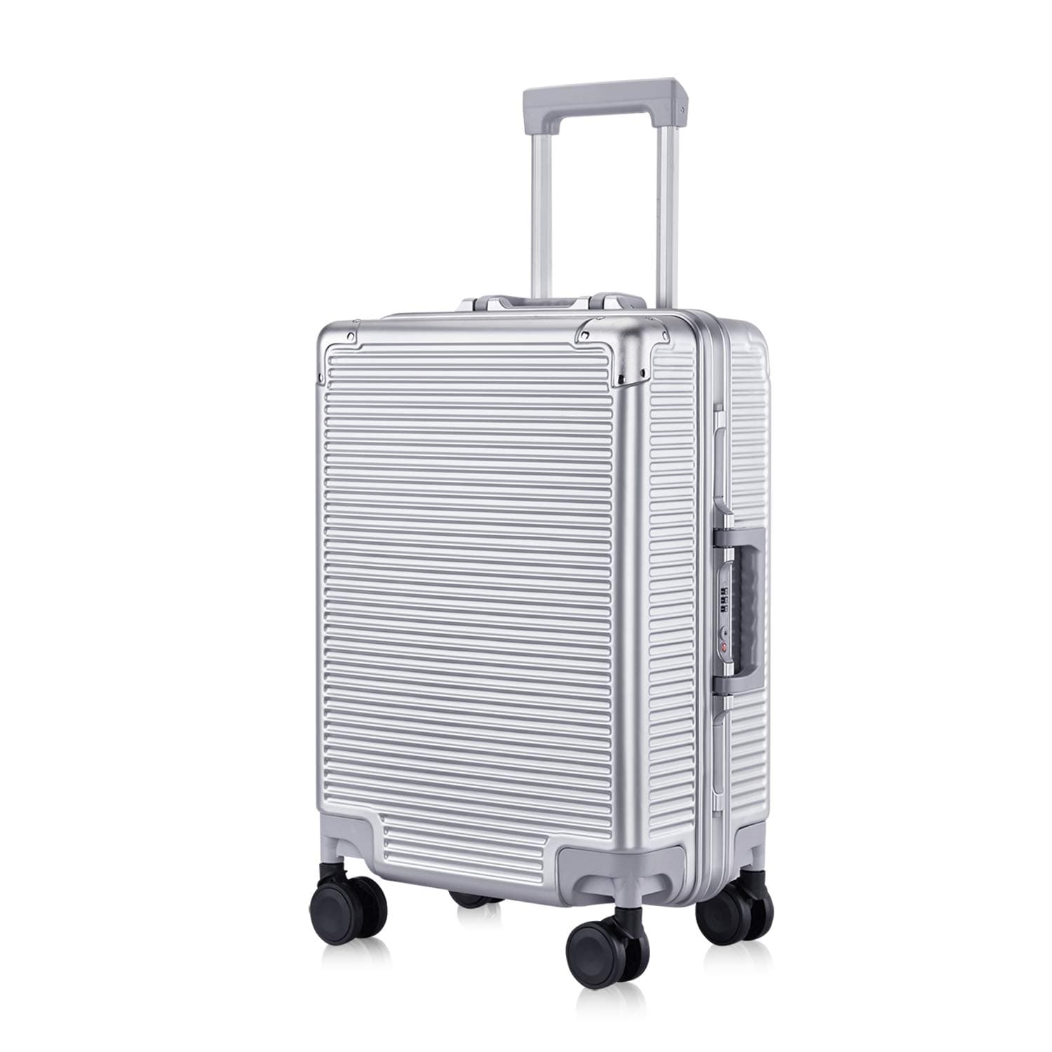 Carry-On Deep Hardside Aluminum Frame Luggage, 20" Suitcase with Great Intensity, Scratch-Resistant Business Trip, Equipped with Two Locks, Silver