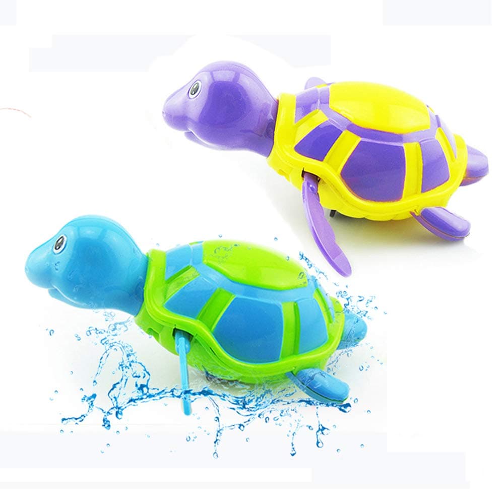 2 Pack Baby Bath Toys Clockwork Turtle for Toddlers Boys Girls, Wind up Water Toys Swimming Turtle Summer Pool Bathroom Float Toy Kids Child Plastic Bathtub Baby Shower Set for Bath Fun Time