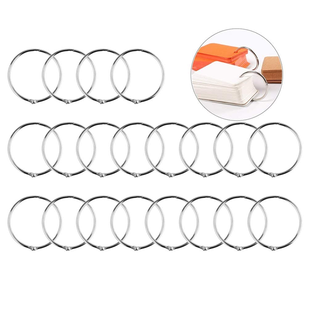 Cooyeah 20 Pieces 2 Inch Loose Leaf Binder Rings Large Book Ring Nickel-Plated Finish for School, Home and Office, Silver