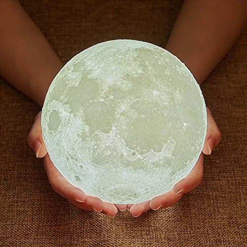 XianghuangTechnology 3D Printing Moon Touch Night Lamp Decorations for Home Bedside The Bed Two Color Change Tapping Control and USB Charging (Diameter 15cm (5.9")