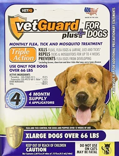 VetGuard Plus Flea & Tick Drops for X-Large Dogs, Over 66 lbs, 4 Month Supply by VetGuard