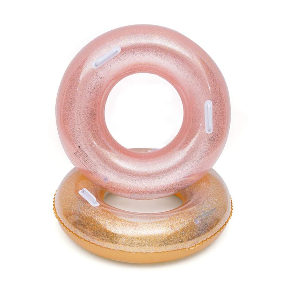 Xiton 2Pcs Swimming Ring PVC Round Inflatable Swim Ring with Handle Thicken Adult Lifebuoy Pool Party Toys