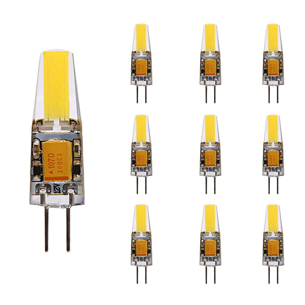 G4 Bi-Pin Base LED Lamp, AC/DC 12V, 2W 20W Halogen Replacement, Crystal Chandelier Light, No Flicker, Dustproof Shockproof for Landscape RV, 10 Packs