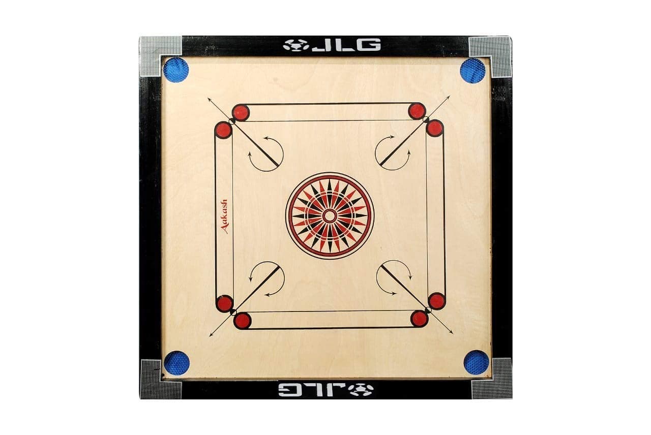 JLG Medium Size Carrom Board Including Coins, Striker & Powder