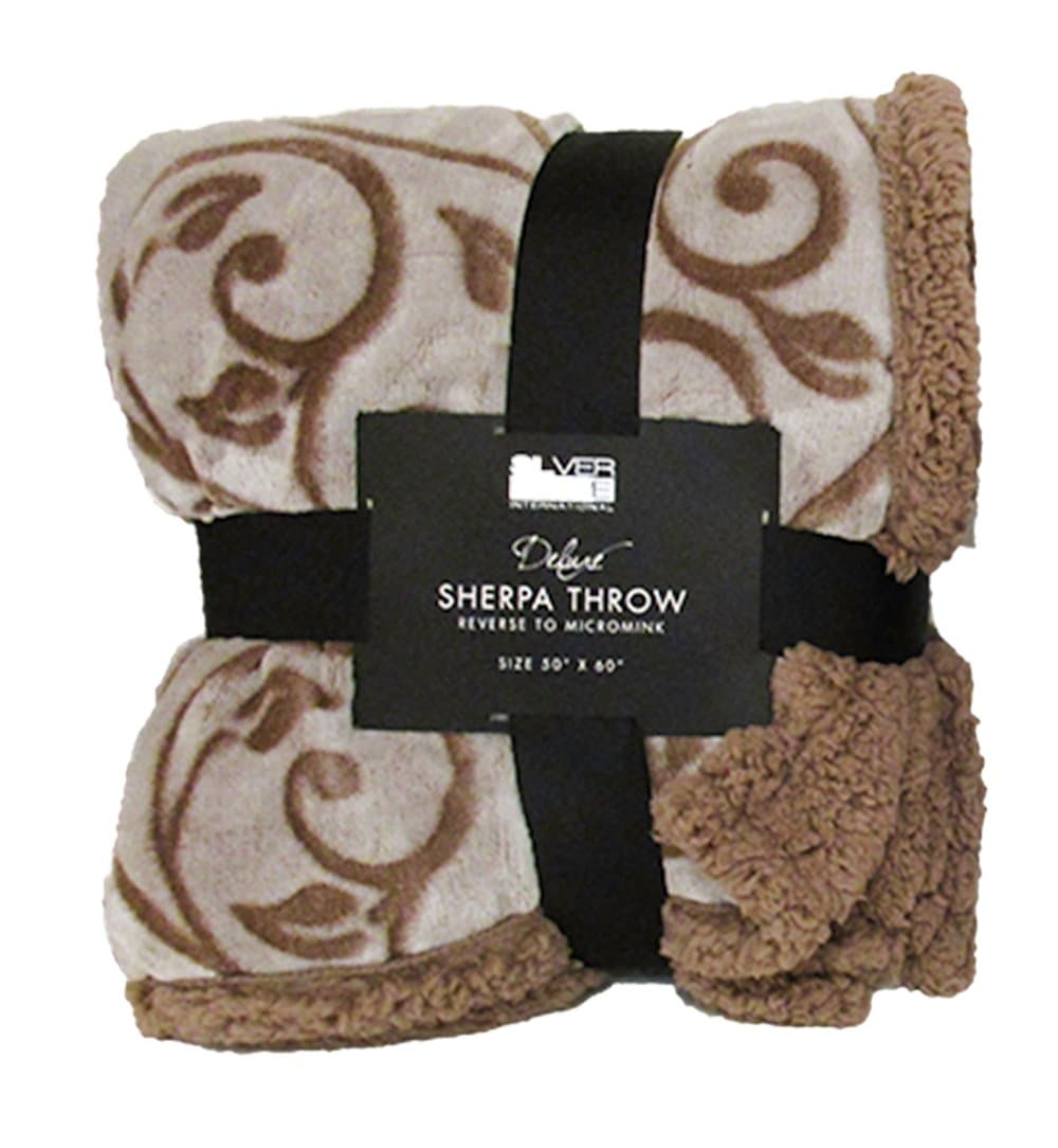 Silver One Deluxe Sherpa Throw Decorative Blanket | 50" x 60" Super Soft Plush All Season Blanket for Bed or Couch | Reversible (Sherpa to Micromink)