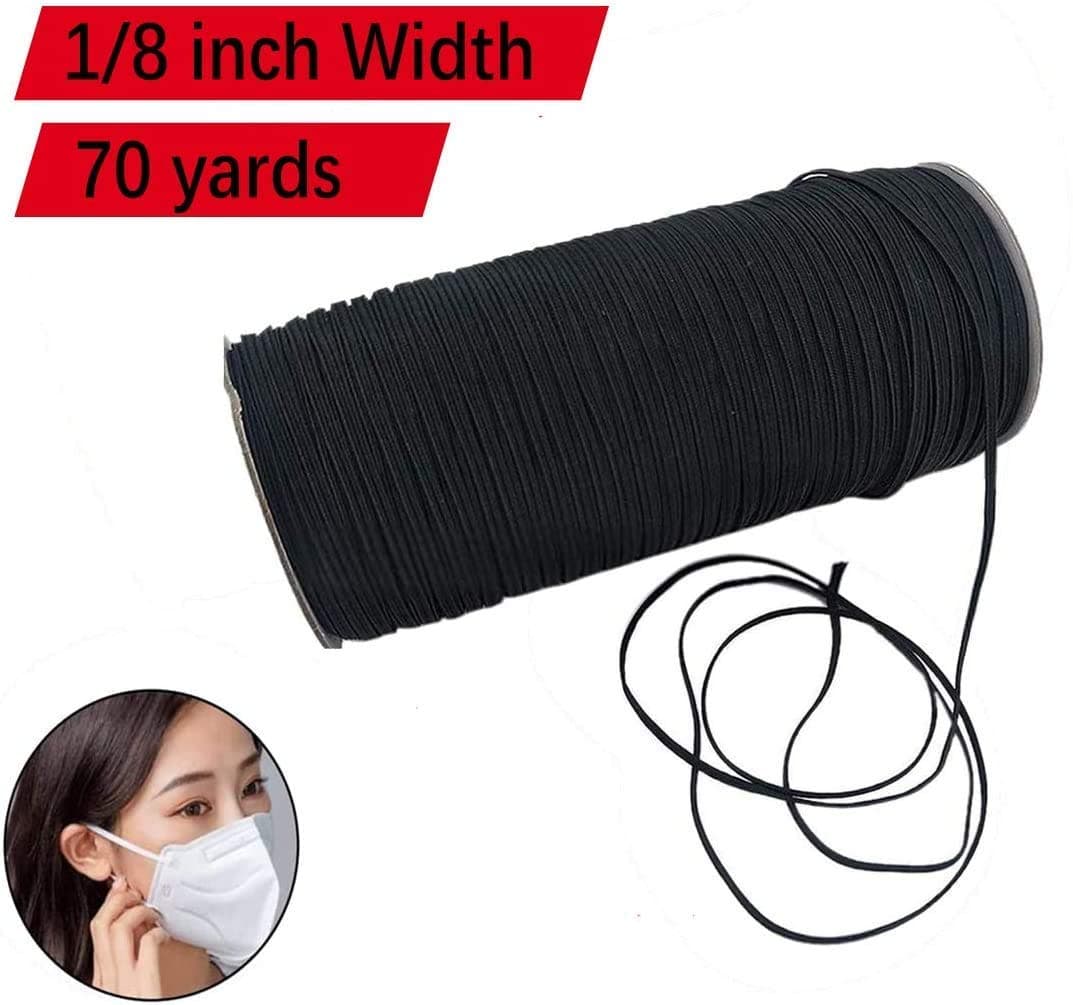 Flat Elastic Bands for Sewing-70 Yards 1/8inch Elastic Cord,Elastic Strap,Elastic Ribbon,Thin Elastic,Elastic String for…