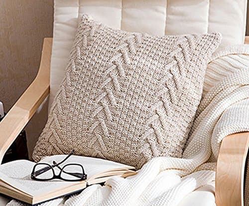 Andaa 18" x 18" Decorative Pillow Covers Double-Cable Knitted Pillow Cover Case For Home Decor Bedroom Car (Beige, Cover Only)