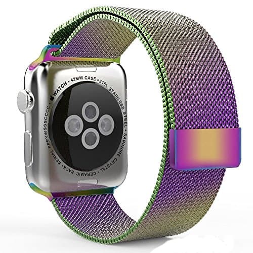 Touch Rage, Milanese Loop, Apple Watch Band, Stainless Steel Mesh Strap, Magnetic Closure Clasp, Premium Band for Series 1 and Series 2 Apple Watch, 42mm, Colorful