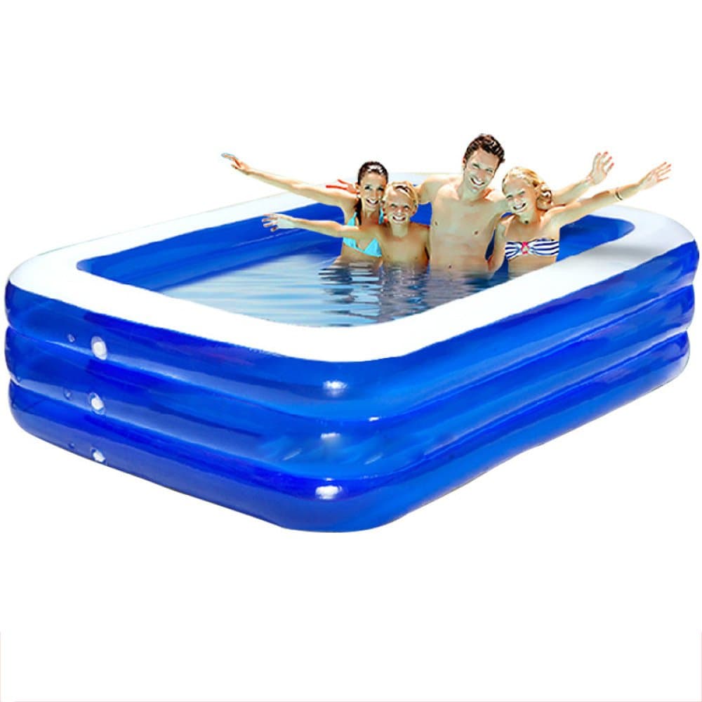 LZTET Rectangular Inflatable Family Pool Thickened Insulation Folding Adult Inflatable Tub Garden Outdoor Swimming Playing Paddling Pools 200 * 160 * 60cm,Blue