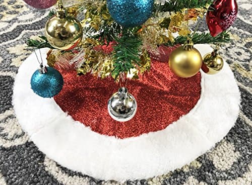 18" Mini Red Glitter Fabric Christmas Tree Skirt - Red