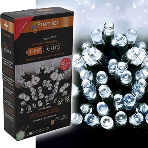 Premier 400 Multi-Action Battery Operated Time Lights White 40M #LB131955W by Premier Decorations Limited