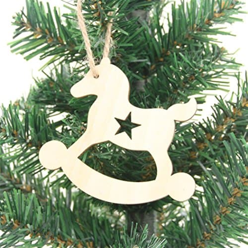 Minertech 1 Set Christmas Wood Pendant String Decorations (C)