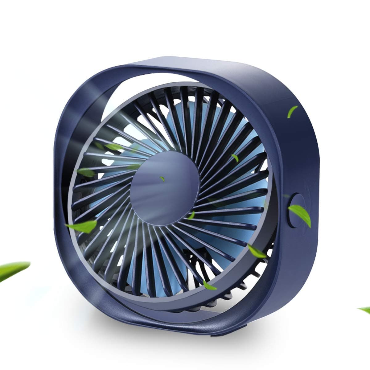 USB Desk Fan, Mini Portable USB Fan with 3 Speeds Strong Airflow, Ultra Quiet Portable Personal USB Powered Fan for Office, Home, Travel, 4 Inch, Navy Blue