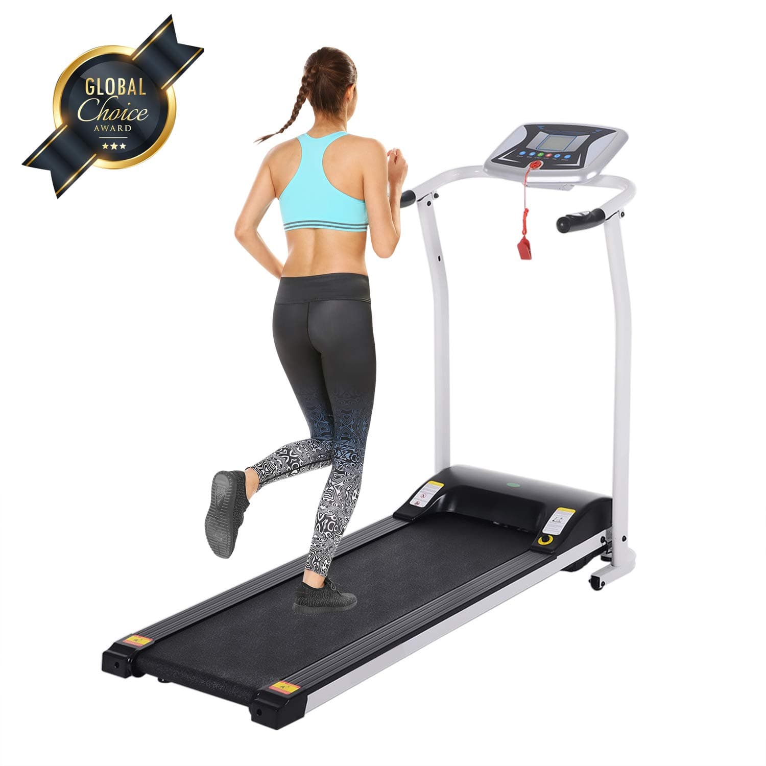 OppsDecor Folding Treadmill for Home, Electric Treadmills with LCD Display Exercise Fitness Trainer Walking Running Machine (White)