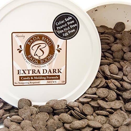 Chocoley Molding Chocolate - 5 Lbs - Bada Bing Bada Boom Candy &amp; Molding Formula - 2 x 2.5 Lb Tubs of Dark, Extra Dark, Milk, or White Chocolate (Extra Dark Chocolate)