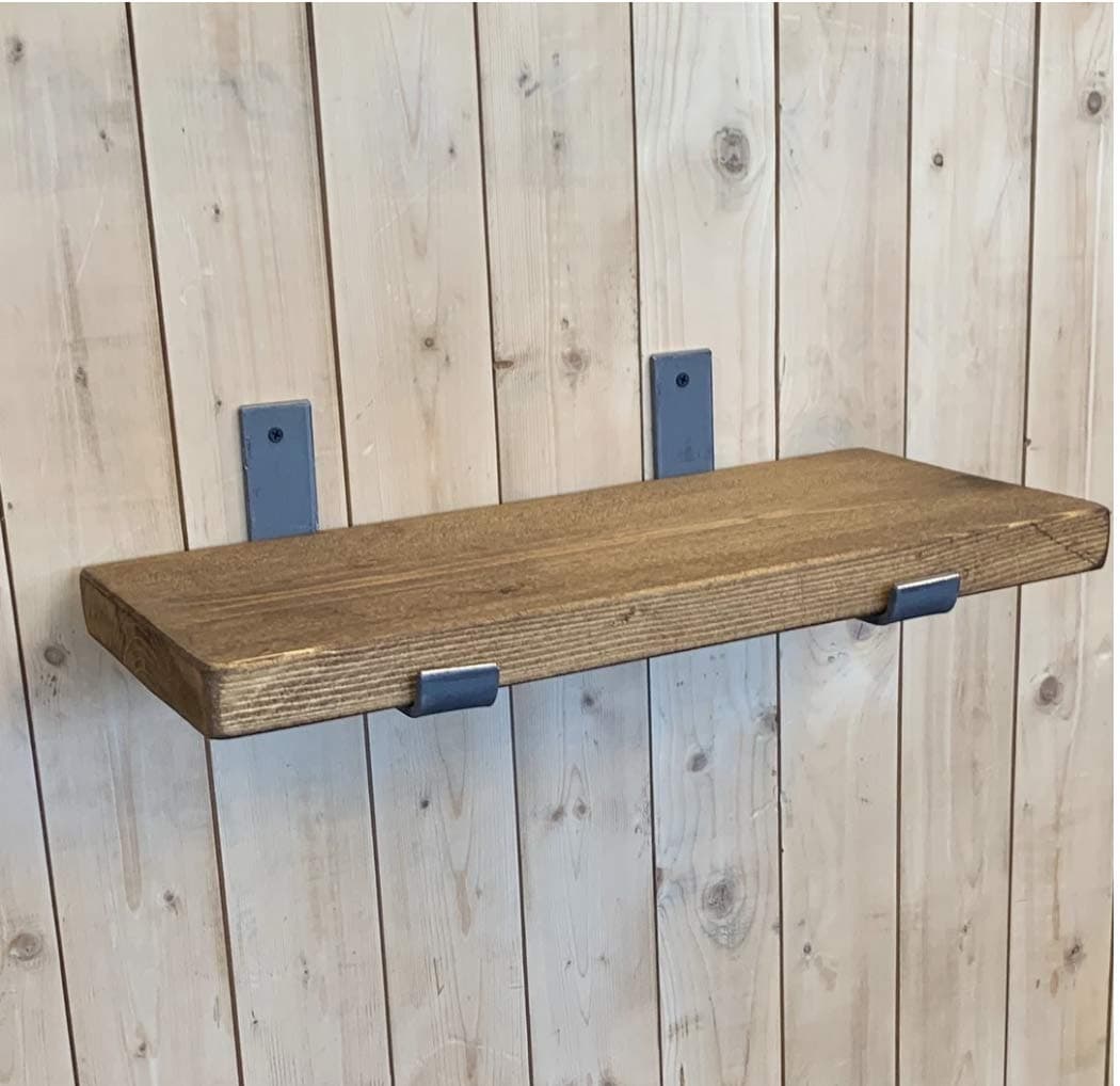 BMF DIRECT Rustic Scaffold Board Wall Industrial Shelf Shelves & 2 Up Metal Brackets Fixings Heavy Duty Shabby Chic Shelving For Home Organisation/Storage Vintage (Sanded Only, 60cm (0.6m) ~ 23.6")