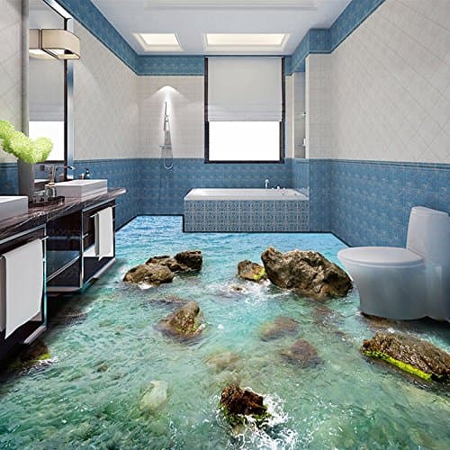 Papell Custom Any Size Mural Wallpaper Stones Coast Modern 3D Living Room Bathroom Floor Design Pvc Waterproof Non-Slip Vinyl Wallpaper,250Cmx175Cm(98.4 By 68.9 In )