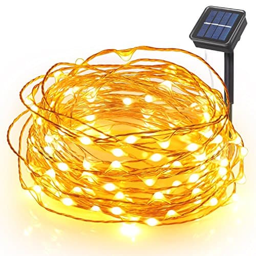 Solar String Lights, Sentai 100LED 33ft IP65 Waterproof Starry Fairy String Light, Copper Wire Light, 8 Modes Christmas Decorative Light for Outdoor, Patio, Garden, Christmas Party, Wedding-Warm White