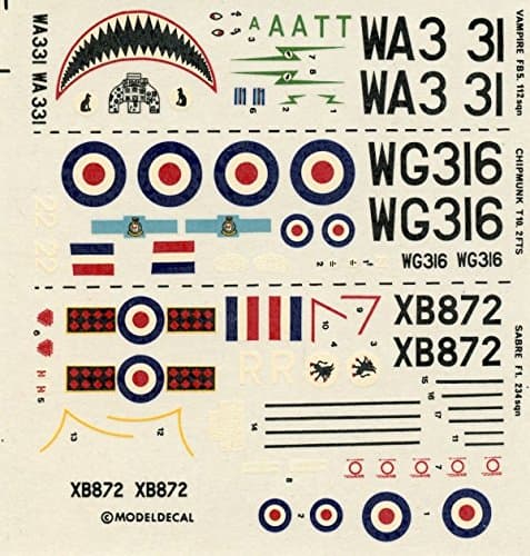 Model Decal 1:72 Royal Air Force Sabre F.1, Vampire Fb.5 &amp; Chipmunk T.10 #14