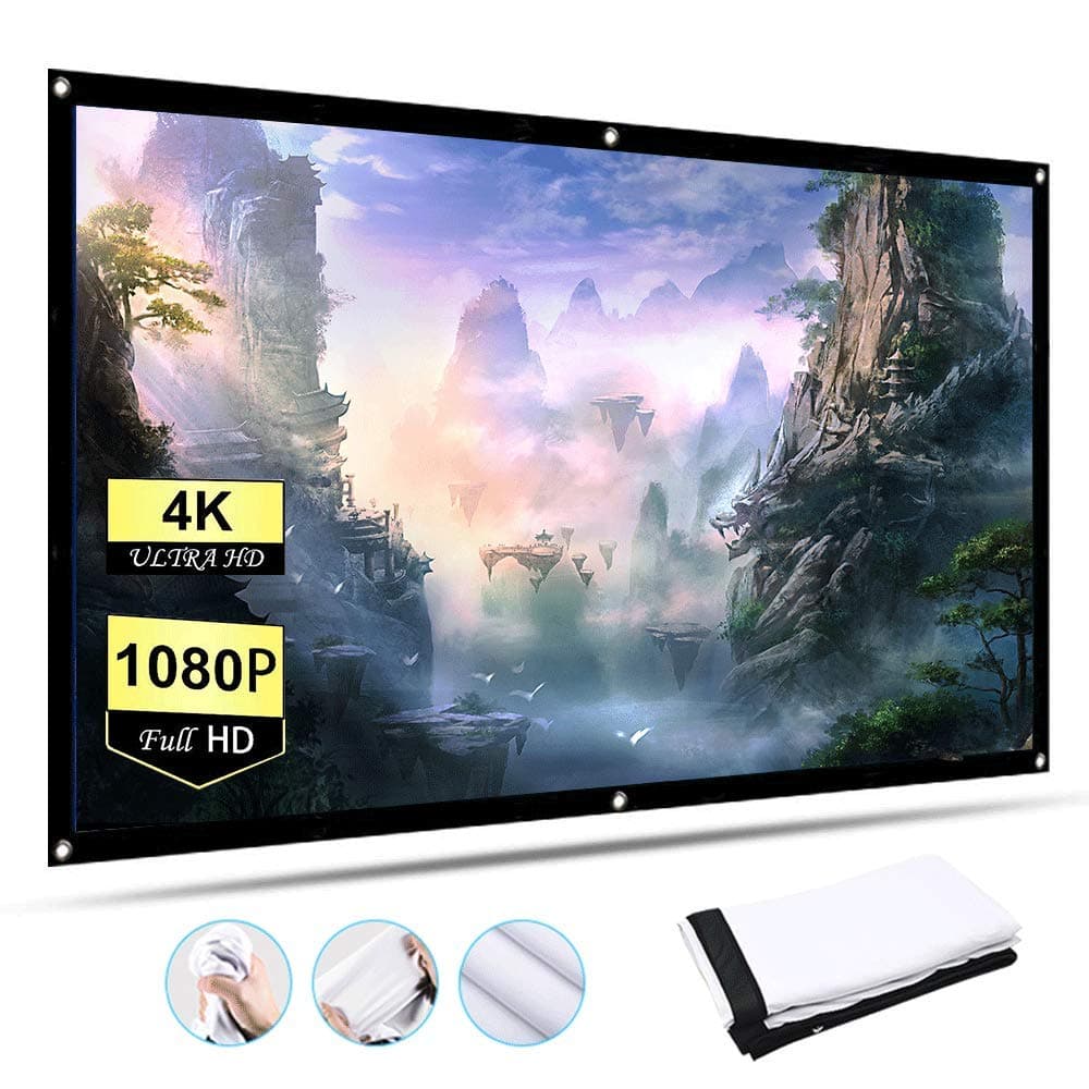 120-inch Projection Screen 16:9 HD Foldable Portable Projection Movies Screen with Wrinkle-Free Design for Home Theater Outdoor Indoor Support Double Sided Projection