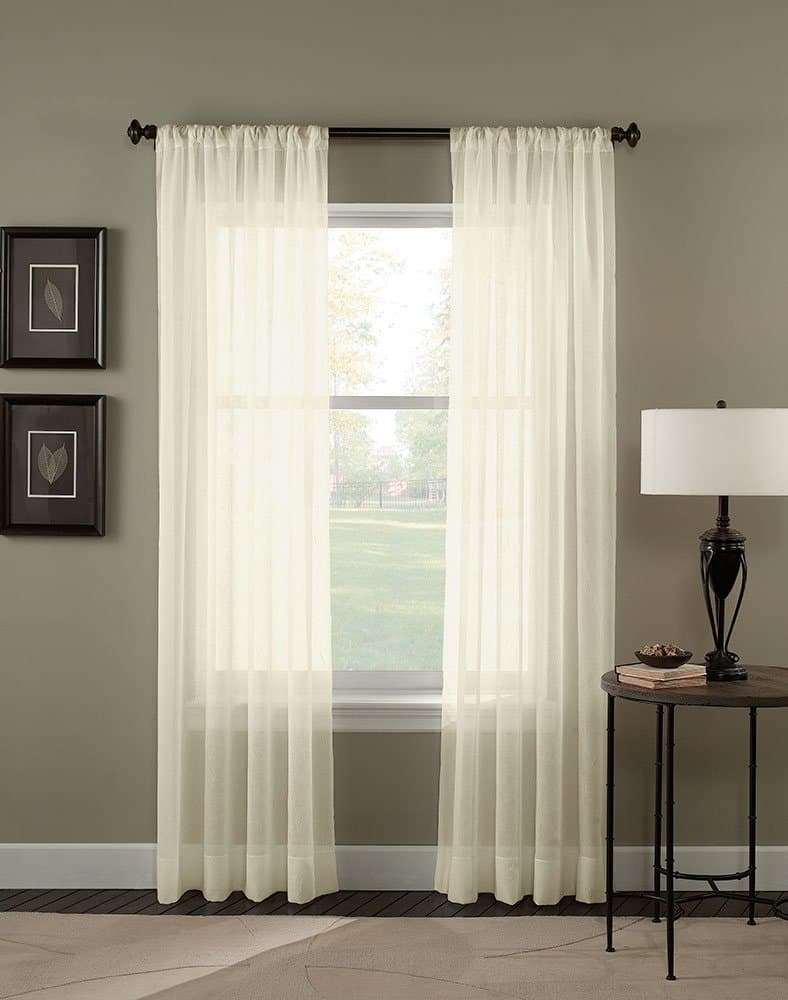 CurtainworksTrinity Crinkle Voile Sheer Curtain Panel, 51 by 144", Oyster,1Q804104OY