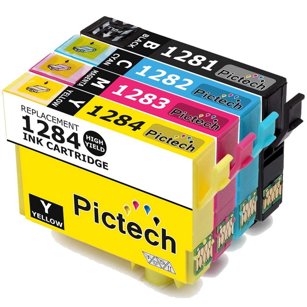 Pictech Replacement Epson T1285 Ink Cartridges for Epson Stylus S22 SX125 SX130 SX230 SX235W SX420W SX425W SX430W SX440W SX445W (1 Black, 1 Cyan, 1 Magenta, 1 Yellow)